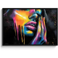 PosterMonkey Poster in lijst - Fotolijst 120x80 cm - Posters - Vrouw - Gezicht - Verf - Kunstzinnig - Posterlijst zwart - Decoratie - Wanddecoratie woonkamer - Muurdecoratie slaapkamer