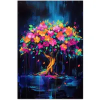 PosterMonkey Poster 120x180 cm - Boom - Bloemen - Magisch - Gekleurde - Posters - Kamer decoratie - Wanddecoratie woonkamer - Muurdecoratie slaapkamer XXL