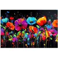 PosterMonkey Poster 60x40 cm - Bloemen - Kleurrijk - Spetters - Posters - Kamer decoratie - Wanddecoratie woonkamer - Muurdecoratie slaapkamer