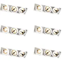 QAZQA Set van 6 Inbouwspot wit AR111 trimless 3-lichts - Oneon