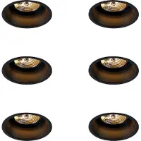 QAZQA Set van 6 moderne inbouwspots zwart AR70 - Dept