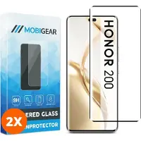 Mobigear Screenprotector geschikt voor HONOR 200 Glazen | Premium Screenprotector - Case Friendly - Zwart (2-Pack)