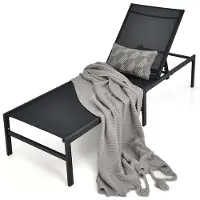 Costway Ligstoel, ligstoel met 6-traps verstelbare rugleuning, ademende stof, ligstoel voor tuin, terras, zwembad, 198 x 64 x 35 cm