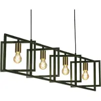 Lumidora Hanglamp 74666 - ROTAX - 4 Lichts - E27 - Groen - Goud - Messing (kleur) - Metaal