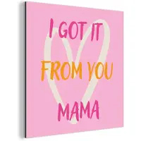 MuchoWow Aluminium schilderij 20x20 cm - Wanddecoratie metaal - Mama - Quote - Hart - Roze - Metalen muurdecoratie woonkamer - Decoratie industrieel - Foto op dibond - Industriële accessoires slaapkamer