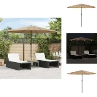 vidaXL Parasol met LED's en stalen paal 324x324x247 cm bruin