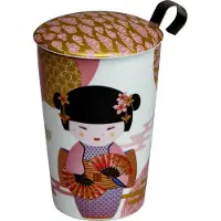 Eigenart TEAEVE Theebeker "Little Geisha Rose" met Dekseltje en RVS Theezeef 350 ml