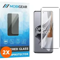 Mobigear Screenprotector geschikt voor OPPO Reno 10 Glazen | Premium Screenprotector - Case Friendly - Zwart (2-Pack)
