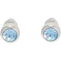 Behave – Oorknopjes – Zilverkleurig met Aqua Blauwe Glassteen – 0,7 cm – Nikkelvrij