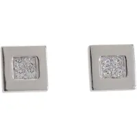 Behave – Oorstekers – Vierkant design – Rhodium plating met transparante kristallen