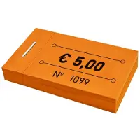 Combicraft consumptiebonnen in boekjes 50x30mm met eurobedrag 5,00 in oranje - 5 boekjes met in totaal 250 bonnen