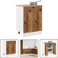 vidaXL Keukenopslag - Onderkasten - Onderkast Lyon 60x46x81,5 cm bewerkt hout oud houtkleurig - Houten Kast - Vintage Kast - Retro Kast