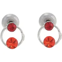 Behave – Oorsteker – Zilverkleur met Rood & Roodoranje Kristal – Elegant & Nikkelvrij