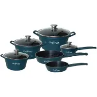 Cheffinger Pannenset - 12-delig - Groen - Inductie - Met Glazen Deksels
