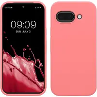 Kwmobile telefoonhoesje geschikt voor Google Pixel 9a - Hoesje met siliconen coating - Smartphone case in Pastelkleurig koraal