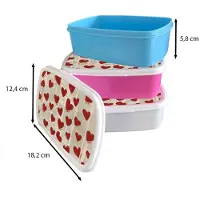 MuchoWow Broodtrommel Blauw - Lunchbox Hartjes - Krant - Loveyou - Brooddoos 18x12x6 cm - Brood lunch box - Broodtrommels voor kinderen en volwassenen