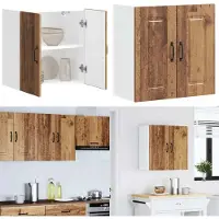 vidaXL Keukenwandkast Kalmar bewerkt hout oud houtkleurig - Keuken Wandkast - Keuken Wandkasten - Keuken Wandmeubel - Gemonteerde Wandkast