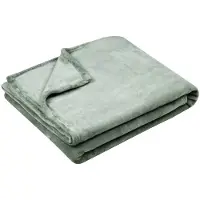 Stof Textiles Plaid/bankdeken Maribelle - salie groen - 130 x 160 cm - polyester fleece - 1 persoons