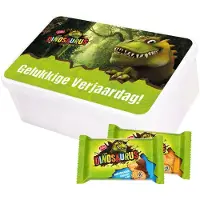 Lotus Dinosaurus collection box - "Gelukkige Verjaardag!" - 8 koekzakjes - koekjesdoos met Dinosaurus koeken - koek natuur & koek met chocolade - kinderkoeken - verjaardagscadeau - 401g