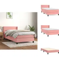vidaXL Boxspring met matras fluweel roze 90x200 cm