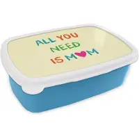 MuchoWow Broodtrommel Blauw - Lunchbox Hartje - Moeder - Tekst - Kleurrijk - Brooddoos 18x12x6 cm - Brood lunch box - Broodtrommels voor kinderen en volwassenen