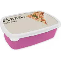MuchoWow Broodtrommel Roze - Lunchbox Pizza - Kaas - Pepperoni - Brooddoos 18x12x6 cm - Brood lunch box - Broodtrommels voor kinderen en volwassenen