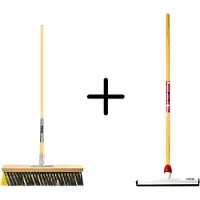 Synx Store Synx Tools Binnenbezem 40cm La Crema + Vloertrekker Kunststof 35cm met Steel 120cm – Zaalveger – Vloerreiniger – Natuurrubber – Zachte bezem met steel 150cm
