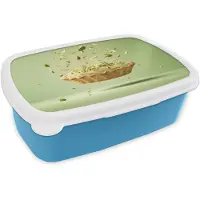 MuchoWow Broodtrommel Blauw - Lunchbox Pistache - Taart - Noten - Eten - Brooddoos 18x12x6 cm - Brood lunch box - Broodtrommels voor kinderen en volwassenen