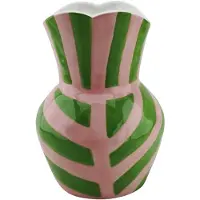 House Vitamin Vase- stripes- stoneware -green/ pink- 16x16x22cm