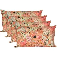 Anna's Collection Sierkussen voor binnen en buiten - 4x - wild flowers - terracotta - 30 x 50 cm - tuinkussen
