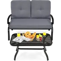 Costway 2-zits tuinbank met salontafel, zitbank met kussens, balkonmeubelset, tuinset, balkonset, zitgroep voor tuin, balkon, erf