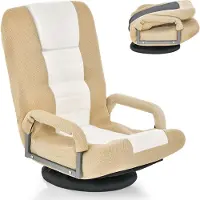 Costway Vloerstoel, 360 graden draaibaar, vloerstoel met 6-voudig verstelbare rugleuning, gamestoel gevoerd, vloerbank, meditatiestoel, tot 140 kg belastbaar, Lazy Sofa