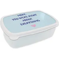 MuchoWow Broodtrommel Wit - Lunchbox Moeder - Quote - Blauw - Brooddoos 18x12x6 cm - Brood lunch box - Broodtrommels voor kinderen en volwassenen