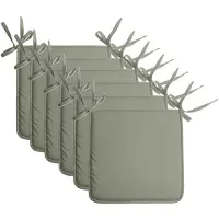Stof Textile Home stoelkussens - 6x - groen - 38 x 38 x 3 cm - voor binnen - touwtjes sluiting - zitkussens plat - vierkant