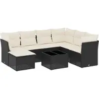 vidaXL 8-delige Loungeset met kussens poly rattan zwart