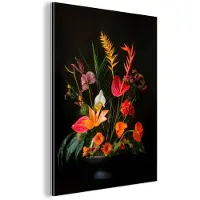 MuchoWow Aluminium schilderij 60x80 cm - Wanddecoratie metaal - Schaal - Boeket - Bloemen - Metalen muurdecoratie woonkamer - Decoratie industrieel - Foto op dibond - Industriële accessoires slaapkamer