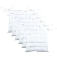 Stof Textile stoelkussen BEA - 6x - wit - 40 x 40 x 4 cm - touwtjes sluiting - binnen/buiten - zitkussens plat