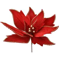 Clayre & Eef Kunstbloem Kerstster Ø 43x28 cm Rood Kunststof