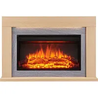Balderia Elektrische Sfeerhaard Xerxes Lichtbruin 21.8 x 118 x 79.5 cm – 2000 Watt - Realistisch 3D vlammeneffect - Met afstandsbediening