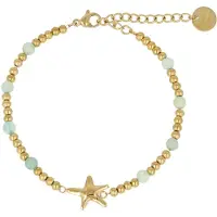 My Bendel - Goudkleurige Armband met Zeester en Amazonite Edelstenen - met Luxe Cadeauverpakking | Sieraden Voor Dames