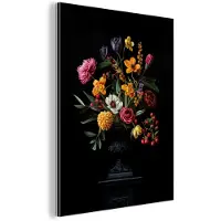 MuchoWow Aluminium schilderij 30x40 cm - Wanddecoratie metaal - Sierlijk - Boeket - Bladeren - Metalen muurdecoratie woonkamer - Decoratie industrieel - Foto op dibond - Industriële accessoires slaapkamer