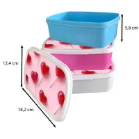 MuchoWow Broodtrommel Wit - Lunchbox Lollies - Hartjes - Roze - Brooddoos 18x12x6 cm - Brood lunch box - Broodtrommels voor kinderen en volwassenen