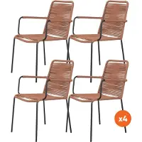 Van der Garde Tuinmeubelen Set van 4 - Denver Rope stapelbare stoel - Terracotta