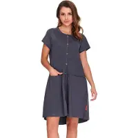 Doctor Nap Katoenen Nachthemd met Knoopjes Borstvoeding Bevallingsjurk TCB.9445 Graphite 42 / XL