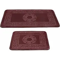 Homelux Badmat - Badkamer tapijt - Antislip - 2-delig - Badmatset- Water-absorberende badmat - 60 x 100 + 60 x 50 cm - Rood design