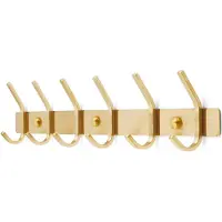 TOJ 12 Haaks Wandkapstok – 46cm - Muur / Wand Kapstok - Hangende Design Muurkapstok - Handdoekrek - RVS - Goud