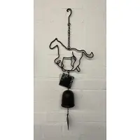 J-Line paard hanger + bel bruin 27x8x55cm