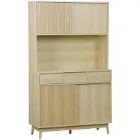 Sweeek Buffetkast 4 schuifdeuren 3 lades en open vak 110cm Naturel