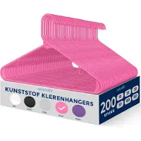 SereneLife Kleerhanger - Plastic Hangers - Antislip Ruimtebesparende Kledinghangers - 200 Stuks - Duurzaam en Sterk voor Hemden, Truien, Hoodies, Kinderkleding en Jurken - Lichtgewicht - Roze