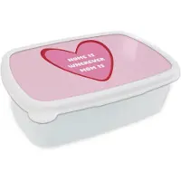 MuchoWow Broodtrommel Wit - Lunchbox Quote - Moeder - Roze - Brooddoos 18x12x6 cm - Brood lunch box - Broodtrommels voor kinderen en volwassenen